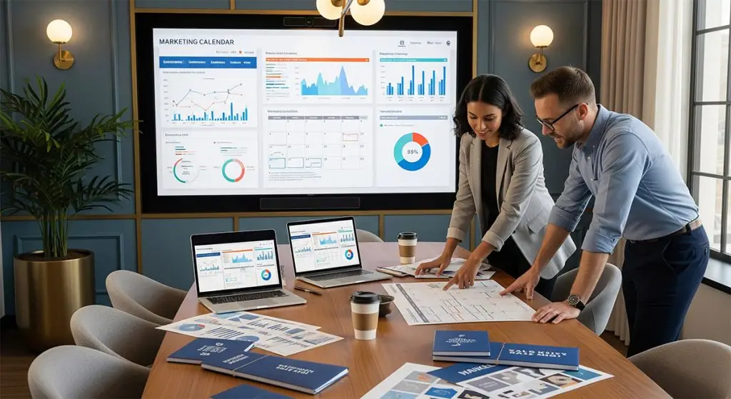 Visual representing additional marketing support services for independent hotels, including outreach, content creation, and lead generation.