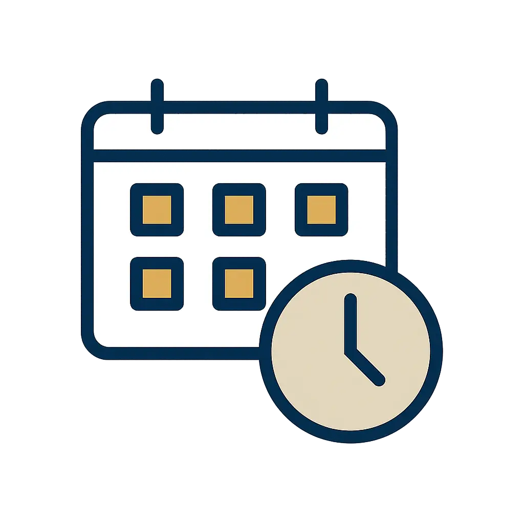 Calendar and clock icon representing project timeline